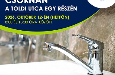 IVÓVÍZELLÁTÁS SZÜNETEL: Csornán a Toldi utca egy részén
